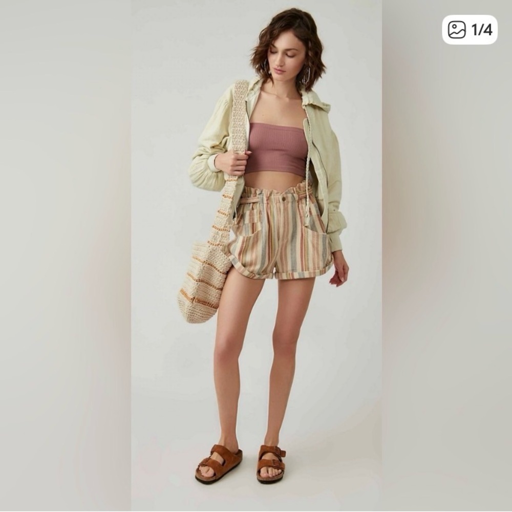 Free People Topanga Multicolor Striped High Waist Shorts XS